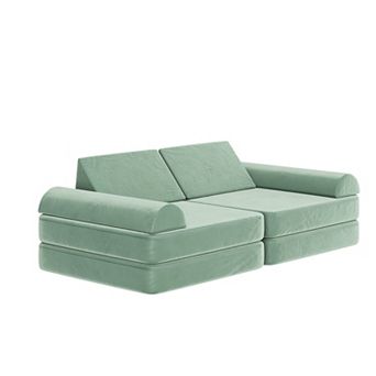 Emma and Oliver 6 pc Modular Foam Play Couch for Kids with Soft Sections