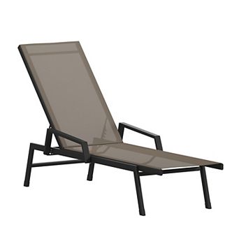 Flash Furniture All-Weather Textilene Adjustable Chaise Lounge Chair with Arms