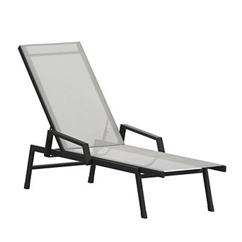 Flash Furniture All-Weather Textilene Adjustable Chaise Lounge Chair with Arms