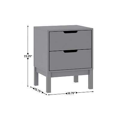 Emma and Oliver Kids Wooden Double-Drawer Nightstand for Bedroom
