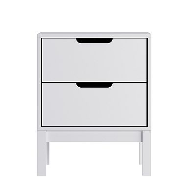 Emma and Oliver Kids Wooden Double-Drawer Nightstand for Bedroom