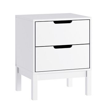 Emma and Oliver Kids Wooden Double-Drawer Nightstand for Bedroom