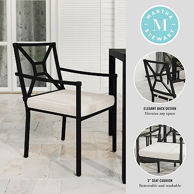 Martha Stewart All-Weather Steel Frame Stackable Patio Armchair with Cushion