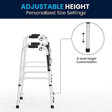 Emma and Oliver Height-Adjust Lightweight Foldable Walker with Dual-Type Frame
