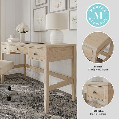 Martha Stewart Writing Desk with 3 Drawers and Tapered Legs