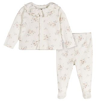 Baby Girl Just Born® 2 pc Side Snap Top & Footed Pants Set