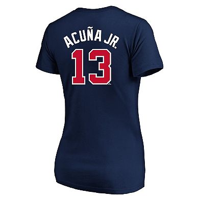 Women's Profile Ronald Acu̱a Jr. Navy Atlanta Braves Plus Size Name & Number T-Shirt