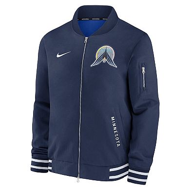 Men's Nike Navy Minnesota Twins Authentic Collection City Connect Full-Zip Bomber Jacket