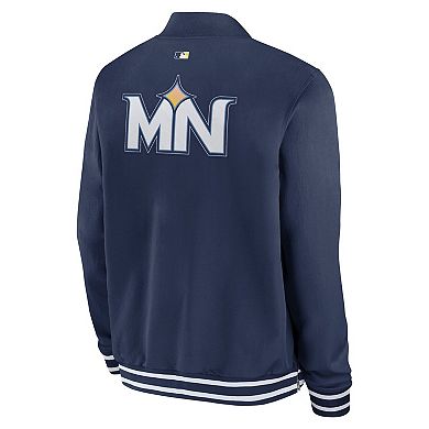 Men's Nike Navy Minnesota Twins Authentic Collection City Connect Full-Zip Bomber Jacket