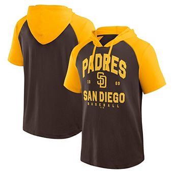 Men's�Fanatics Brown San Diego Padres Prime Raglan Short Sleeve Hoodie T-Shirt