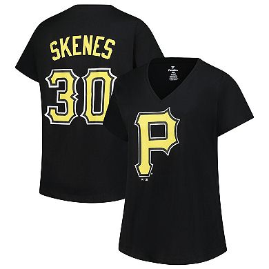 Women's Profile Paul Skenes Black Pittsburgh Pirates Plus Size Name & Number V-Neck T-Shirt