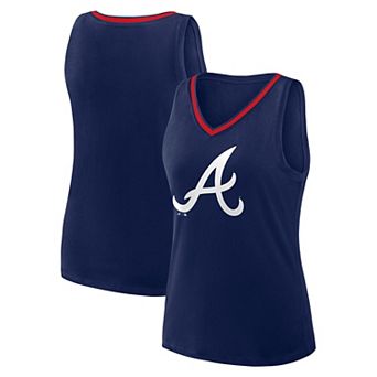 Women's Navy Atlanta Braves Stellar Win V-Neck Tank Top