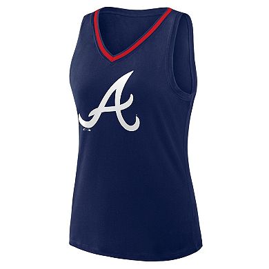 Women's Navy Atlanta Braves Stellar Win V-Neck Tank Top