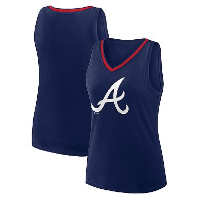 Women's Navy Atlanta Braves Stellar Win V-Neck Tank Top