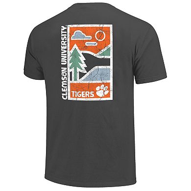 Men's Graphite Clemson Tigers Comfort Colors Minimal Vista Distressed Graphics T-Shirt