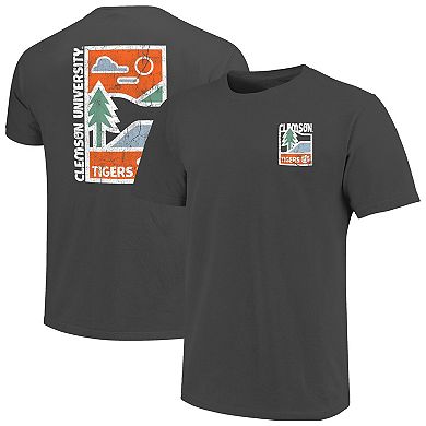 Men's Graphite Clemson Tigers Comfort Colors Minimal Vista Distressed Graphics T-Shirt