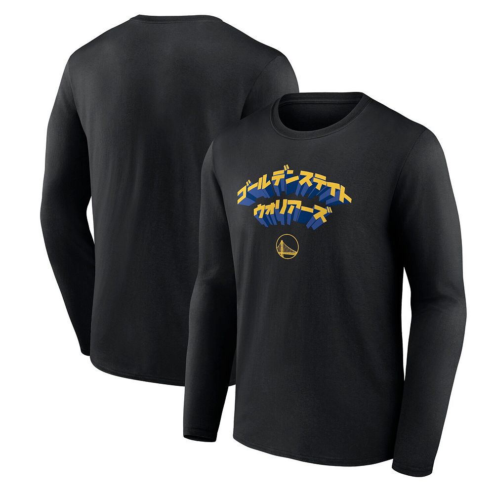 【本日限定価格】back logo long sleeve tee shirt Men's Black Golden State Warriors Japanese Heritage Long Sleeve T