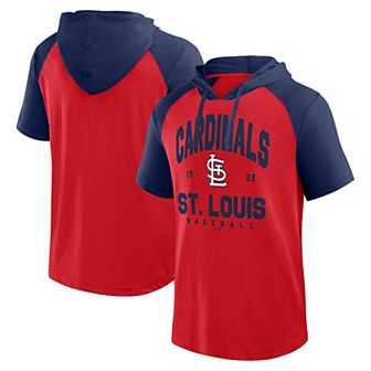 Men's�Fanatics Red St. Louis Cardinals Prime Raglan Short Sleeve Hoodie T-Shirt