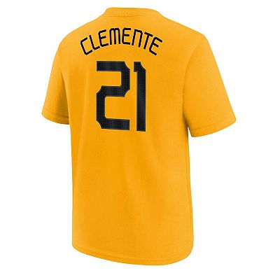 Youth Nike Roberto Clemente Gold Pittsburgh Pirates Fuse City Connect Name & Number T-Shirt