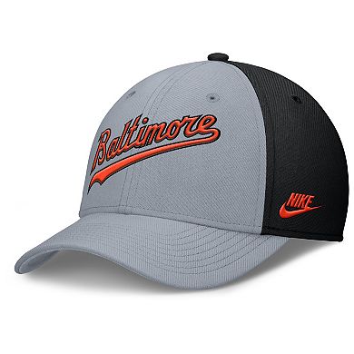 Men's Nike Gray/Black Baltimore Orioles Rise Swoosh Performance Flex Hat