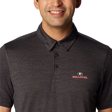 Men's�Columbia Heather Black Georgia Bulldogs Tech Trail Omni-Wick Polo