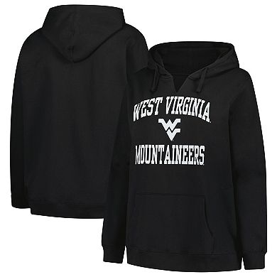Women's Champion Black West Virginia Mountaineers Plus Size Heart & Soul Notch Neck Pullover