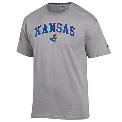Men's Champion® Heather Gray Kansas Jayhawks Arched Logo T-Shirt