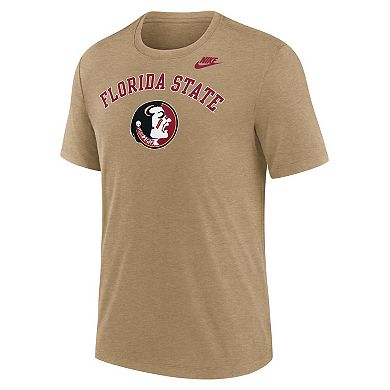 Men's Nike Heather Light Brown Florida State Seminoles Legacy Arch Tri-Blend T-Shirt