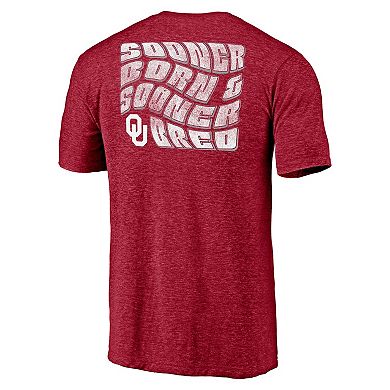Men's Crimson Oklahoma Sooners Wavy Logo Tri-Blend T-Shirt