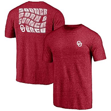 Men's Crimson Oklahoma Sooners Wavy Logo Tri-Blend T-Shirt