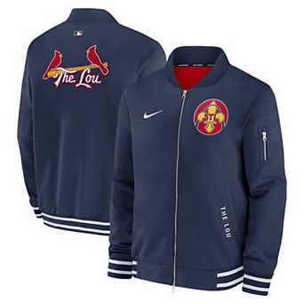 Men's Nike Navy St. Louis Cardinals Authentic Collection City Connect Full-Zip Bomber Jacket