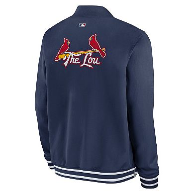 Men's Nike Navy St. Louis Cardinals Authentic Collection City Connect Full-Zip Bomber Jacket
