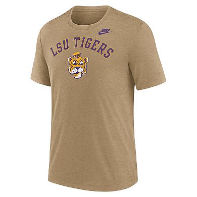 Men's Nike Heather Light Brown LSU Tigers Legacy Arch Tri-Blend T-Shirt