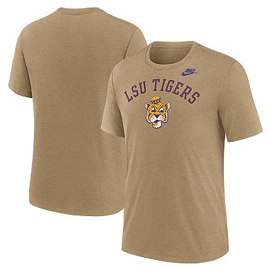Men's Nike Heather Light Brown LSU Tigers Legacy Arch Tri-Blend T-Shirt