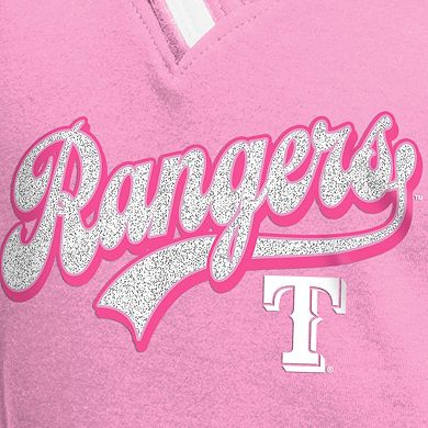 Girls Youth New Era Pink Texas Rangers Mommy & Me Raglan V-Neck T-Shirt