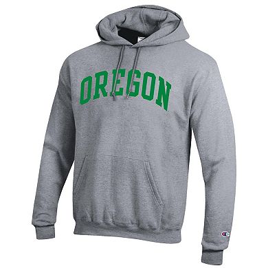 Men's Champion Heather Gray Oregon Ducks Basic Arch Fleece Pullover Hoodie