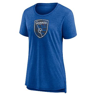 Women's Heather Blue San Jose Earthquakes Distressed Vintage Primary Tri-Blend T-Shirt