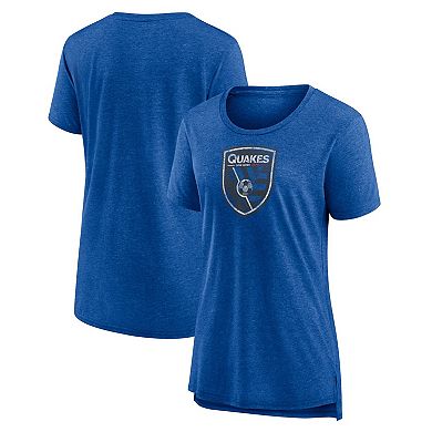 Women's Heather Blue San Jose Earthquakes Distressed Vintage Primary Tri-Blend T-Shirt