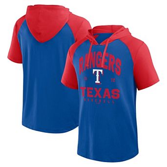 Men's�Fanatics Royal Texas Rangers Prime Raglan Short Sleeve Hoodie T-Shirt