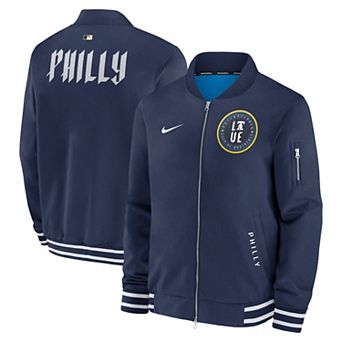 Men's Nike Navy Philadelphia Phillies Authentic Collection City Connect Full-Zip Bomber Jacket