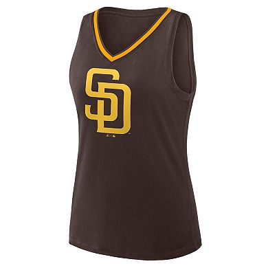 Women's Brown San Diego Padres Stellar Win V-Neck Tank Top