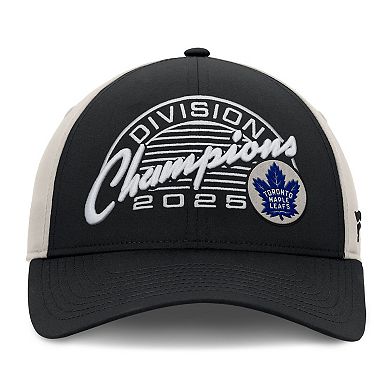 Men's Fanatics Black Toronto Maple Leafs 2025 Atlantic Division Champions Locker Room Adjustable Hat