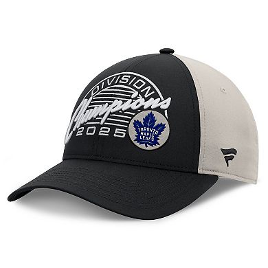 Men's Fanatics Black Toronto Maple Leafs 2025 Atlantic Division Champions Locker Room Adjustable Hat
