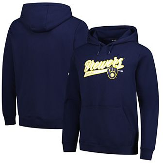 Men's�Levelwear Navy Milwaukee Brewers Podium Fleece Pullover Hoodie