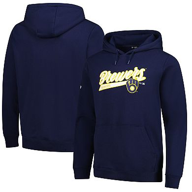 Men's�Levelwear Navy Milwaukee Brewers Podium Fleece Pullover Hoodie