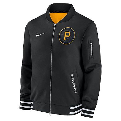 Men's Nike Black Pittsburgh Pirates Authentic Collection City Connect Full-Zip Bomber Jacket