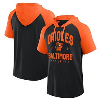 Men's�Fanatics Black Baltimore Orioles Prime Raglan Short Sleeve Hoodie T-Shirt