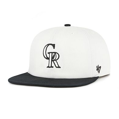 Men's '47 White/Black Colorado Rockies Foundation Captain Snapback Hat