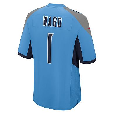 Men's Nike Cameron Ward Light Blue Tennessee Titans 2025 NFL Draft First Round Pick Game Jersey