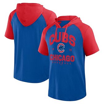 Men's�Fanatics Royal Chicago Cubs Prime Raglan Short Sleeve Hoodie T-Shirt